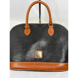 Dooney & Bourke Zip Zip embossed leather handbag in black lizzard